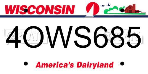 4OWS685 Wisconsin License Plate