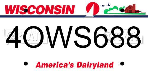 4OWS688 Wisconsin License Plate