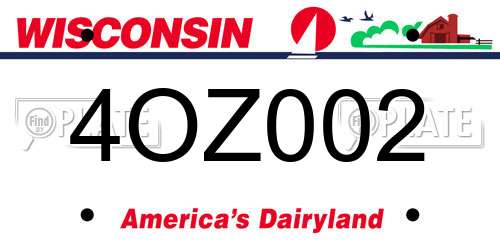 4OZ002 Wisconsin License Plate