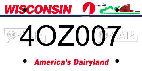 4OZ007 Wisconsin License Plate