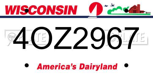 4OZ2967 Wisconsin License Plate