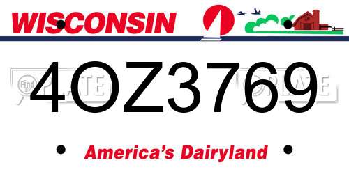 4OZ3769 Wisconsin License Plate