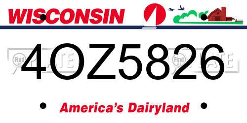 4OZ5826 Wisconsin License Plate