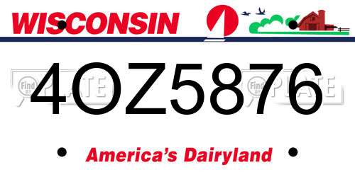 4OZ5876 Wisconsin License Plate