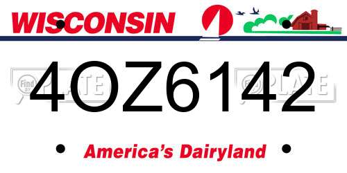 4OZ6142 Wisconsin License Plate