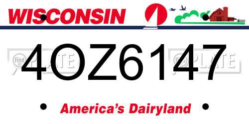 4OZ6147 Wisconsin License Plate