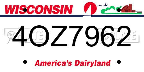 4OZ7962 Wisconsin License Plate
