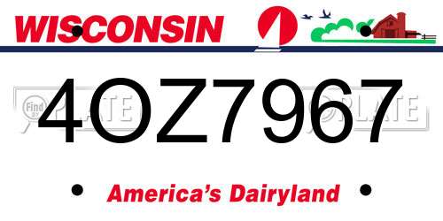 4OZ7967 Wisconsin License Plate