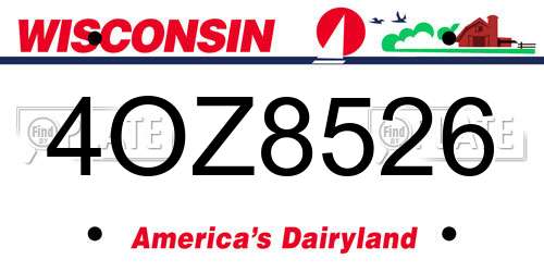 4OZ8526 Wisconsin License Plate