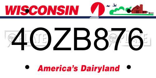 4OZB876 Wisconsin License Plate