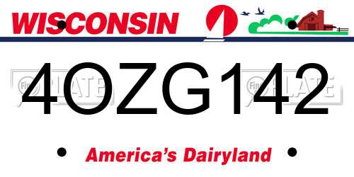 4OZG142 Wisconsin License Plate