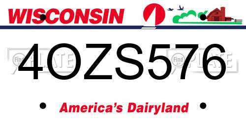 4OZS576 Wisconsin License Plate