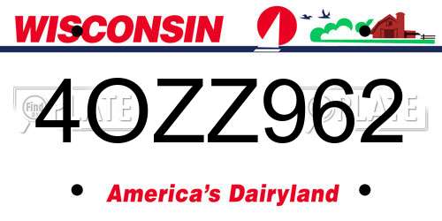 4OZZ962 Wisconsin License Plate
