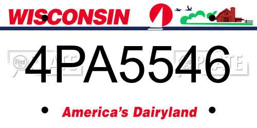 4PA5546 Wisconsin License Plate