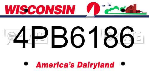 4PB6186 Wisconsin License Plate