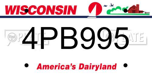 4PB995 Wisconsin License Plate