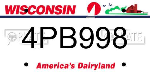 4PB998 Wisconsin License Plate