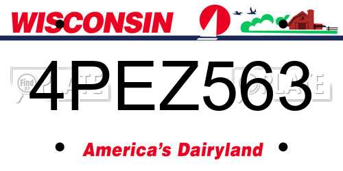 4PEZ563 Wisconsin License Plate