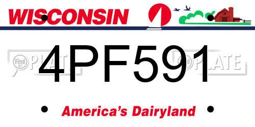 4PF591 Wisconsin License Plate