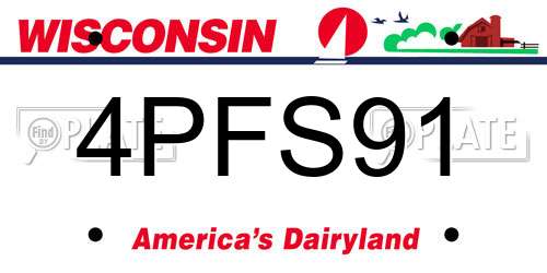 4PFS91 Wisconsin License Plate