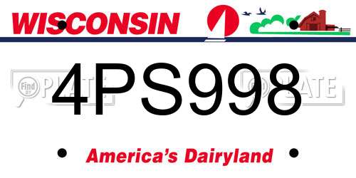 4PS998 Wisconsin License Plate