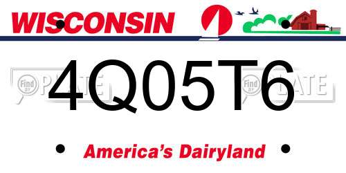 4Q05T6 Wisconsin License Plate