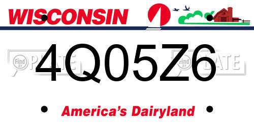 4Q05Z6 Wisconsin License Plate