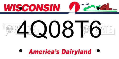 4Q08T6 Wisconsin License Plate