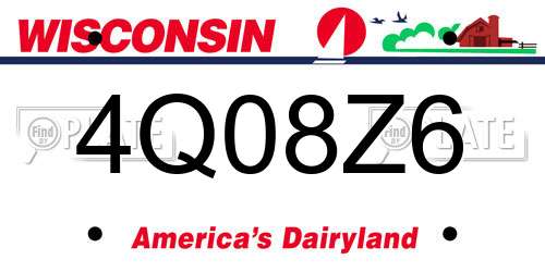 4Q08Z6 Wisconsin License Plate