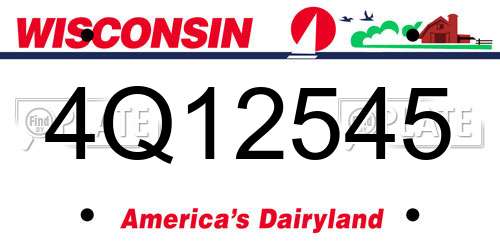 4Q12545 Wisconsin License Plate