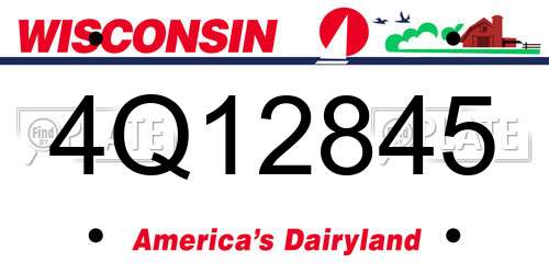 4Q12845 Wisconsin License Plate