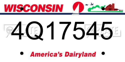 4Q17545 Wisconsin License Plate