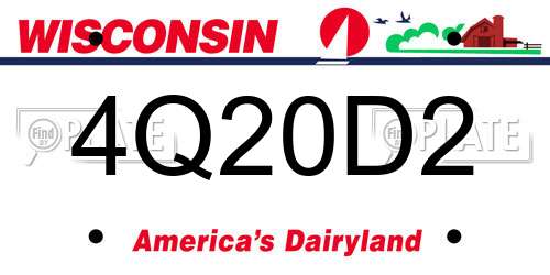 4Q20D2 Wisconsin License Plate