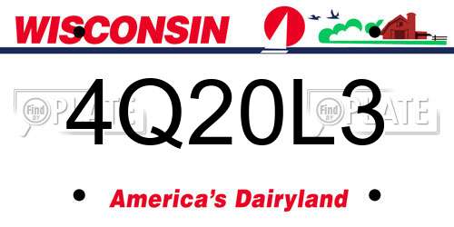 4Q20L3 Wisconsin License Plate