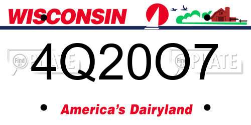 4Q20O7 Wisconsin License Plate