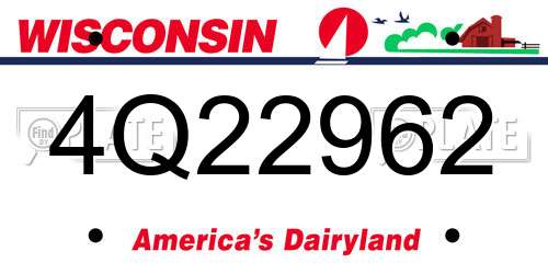 4Q22962 Wisconsin License Plate