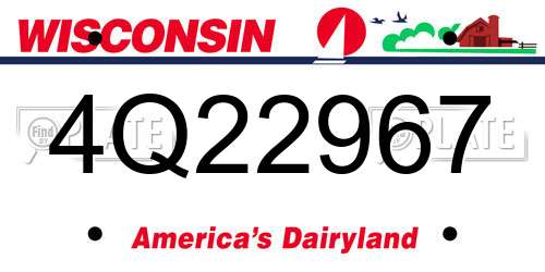 4Q22967 Wisconsin License Plate
