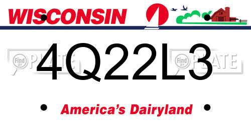 4Q22L3 Wisconsin License Plate