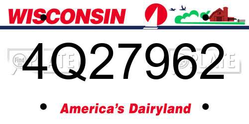 4Q27962 Wisconsin License Plate