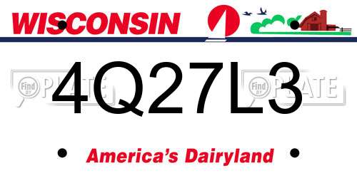 4Q27L3 Wisconsin License Plate