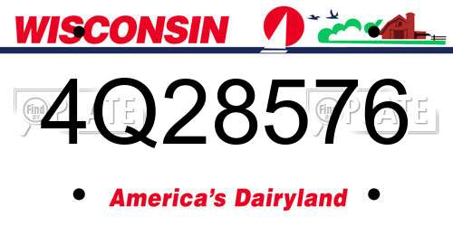4Q28576 Wisconsin License Plate