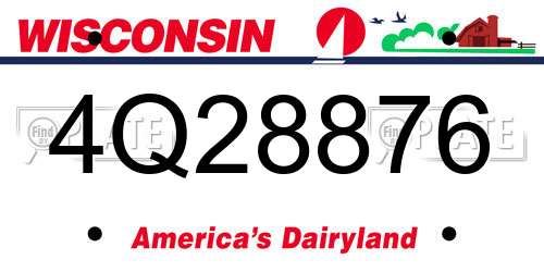 4Q28876 Wisconsin License Plate