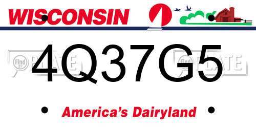4Q37G5 Wisconsin License Plate