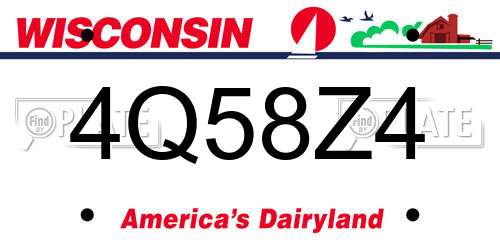 4Q58Z4 Wisconsin License Plate