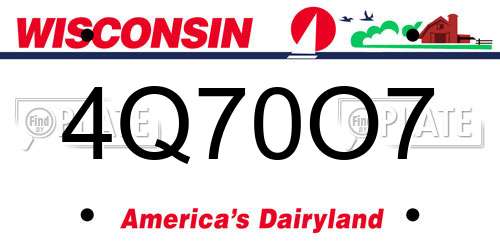 4Q70O7 Wisconsin License Plate