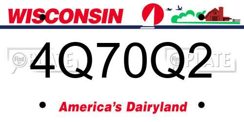 4Q70Q2 Wisconsin License Plate