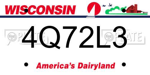 4Q72L3 Wisconsin License Plate