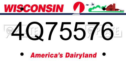 4Q75576 Wisconsin License Plate
