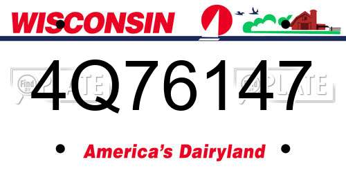 4Q76147 Wisconsin License Plate