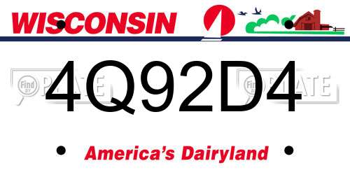 4Q92D4 Wisconsin License Plate